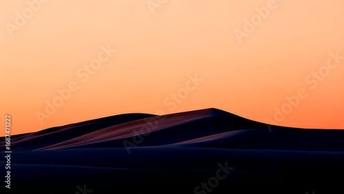 Orange sunset sand dunes silhouette dramatic desert horizon minimal
