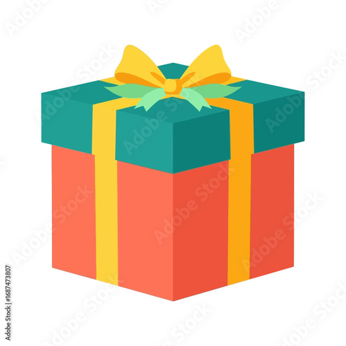 Colorful Gift Box with Ribbon and Bow Illustration