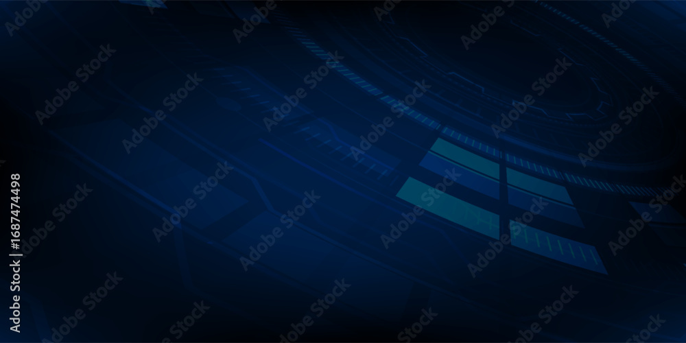 Abstract futuristic blue digital background with hologram AI icon and circuit board elements on a dark background. Eps10. Modern Abstract futuristic blue digital background with hologram AI icon and circuit board elements on a dark background. Eps10. Modern