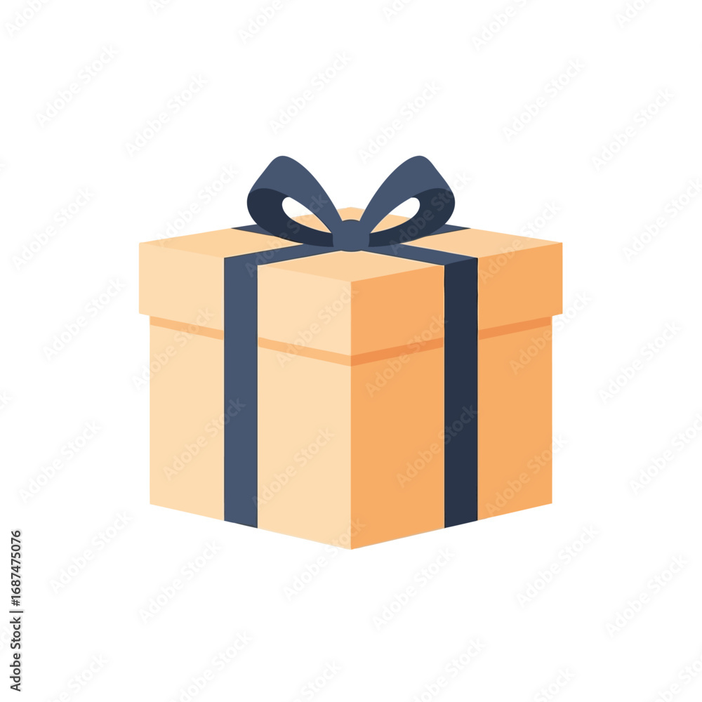 Obraz premium Square Gift Box with Dark Bow and Ribbon