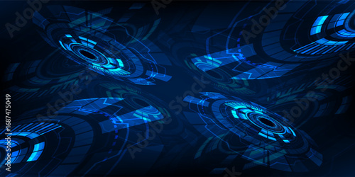 Creative square circuit button hologram with AI icon on dark wallpaper. Technology and artificial intelligence, machine learning concept. Eps10