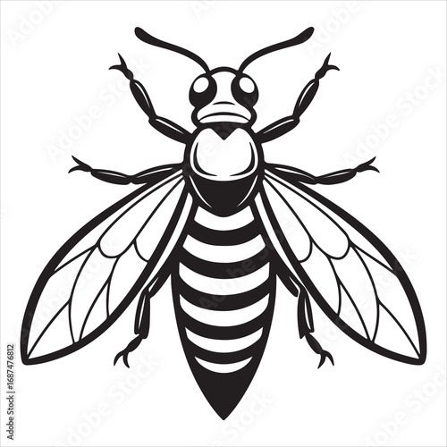 A Threatening Hornet Portrait, a Fierce and Vigilant Insect Guarding its Nest, a Symbol of Aggression and Raw Nature