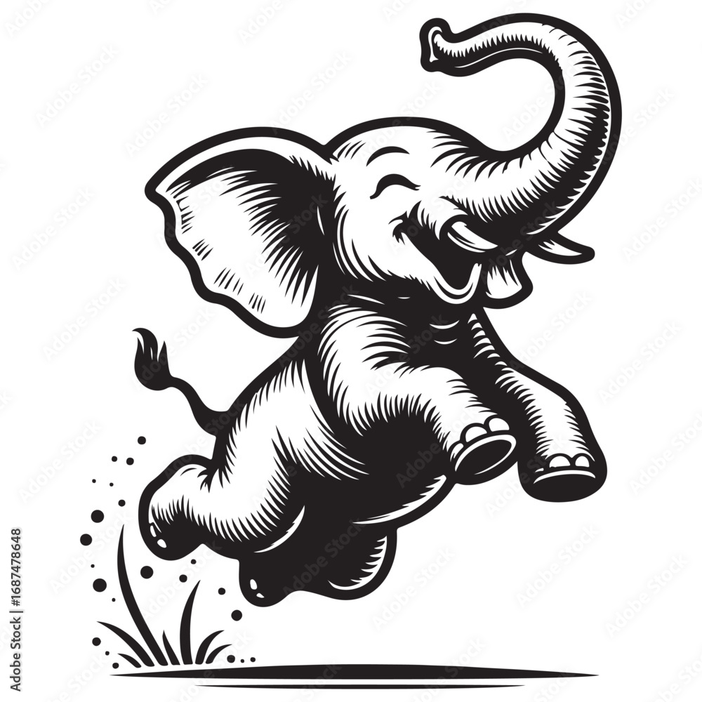 Obraz premium Jumping Cute Elephant Image Vector