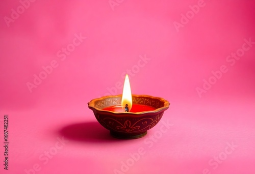 Lit Diya Traditional Oil Lamp On