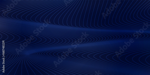 Abstract dark blue background with smooth flowing wave patterns and fine textured lines. vector Eps 10