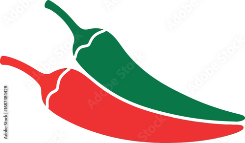 Vibrant red and green chili peppers graphic simple illustration spicy food ingredient vector