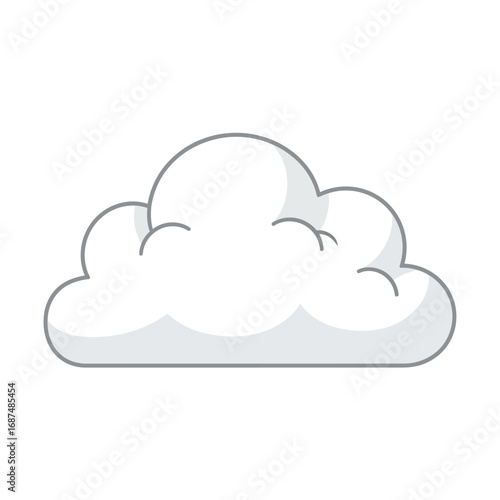 Simple Cartoon Cloud Illustration with Grey Outline