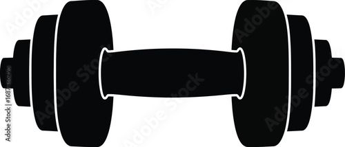 Black dumbbell vector graphic scalable illustration for fitness and workout themes