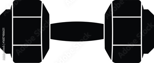 Black dumbbell vector graphic iconic symbol for fitness and strength training workouts