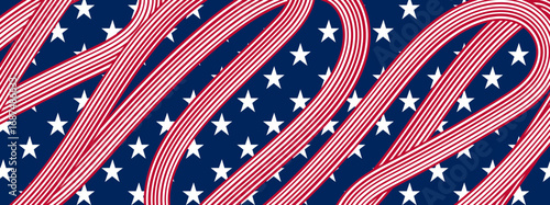 Creative American flag abstract background featuring red stripes and white stars on a blue field. Perfect for patriotic and national themes.