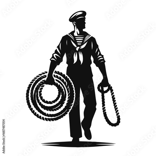 Sailor holding rope silhouette