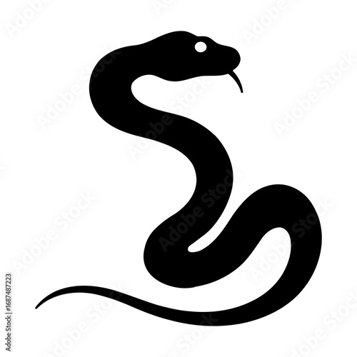 Striking snake silhouette slithering with elegant curves, perfect for bold designs and creative projects