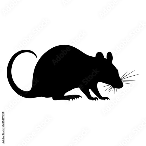 Silhouette of a curious rat, a symbol of cleverness and adaptability, perfect for animal themes
