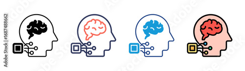 Artificial Intelligence Icon Set Multiple Style Collection
