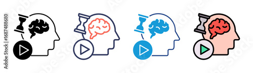 Adaptive Learning Icon Set Multiple Style Collection