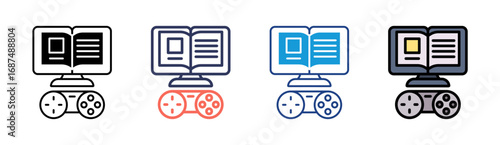 Gamified Learning Icon Set Multiple Style Collection