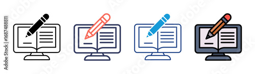 Digital Learning Icon Set Multiple Style Collection