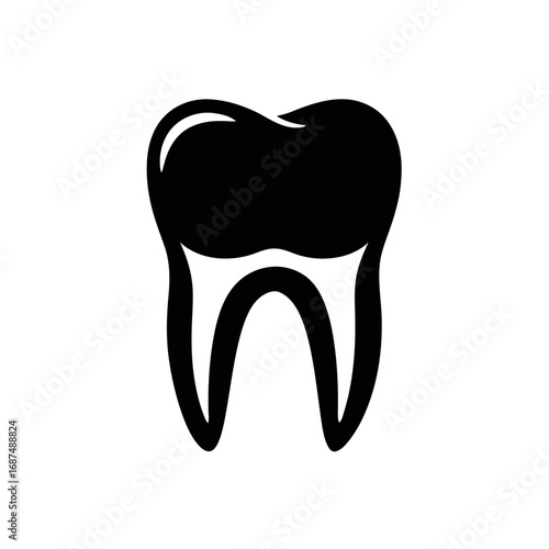 Black vector icon of a human molar tooth. A simple graphic for dentistry and oral health