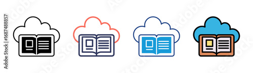 Cloud Learning Icon Set Multiple Style Collection
