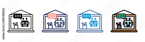 Robot Tutors Icon Set Multiple Style Collection