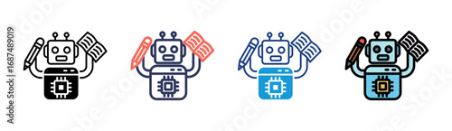 Educational Robotics Icon Set Multiple Style Collection
