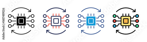Algorithms Icon Set Multiple Style Collection