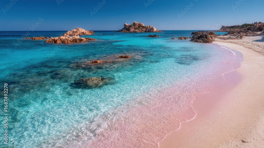 Obraz premium amazing pink sand beach in budelli island maddalena archipelago sardinia italy no logos no brands ar 169