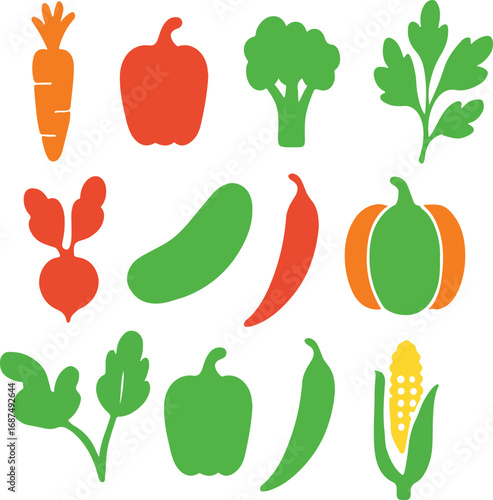 vegetable icons collection in minimal vector 