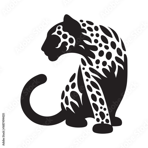 leopard abstract silhouette outline logo design concept illustration