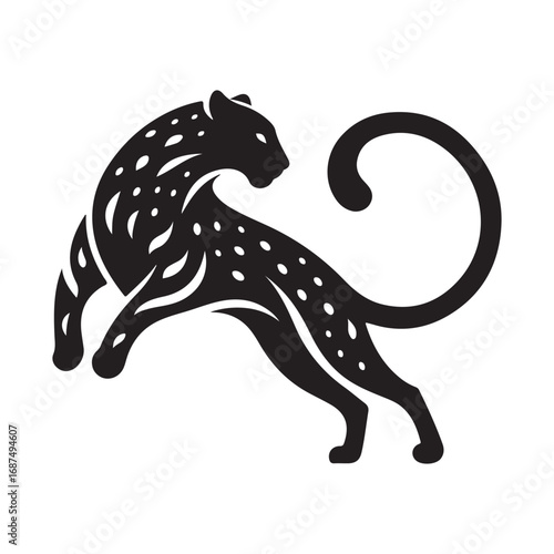 leopard abstract silhouette outline logo design concept illustration