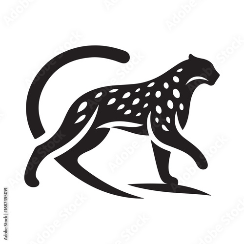 leopard abstract silhouette outline logo design concept illustration