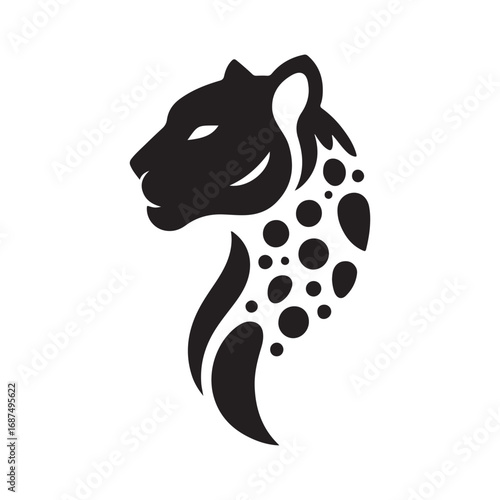 leopard abstract silhouette outline logo design concept illustration