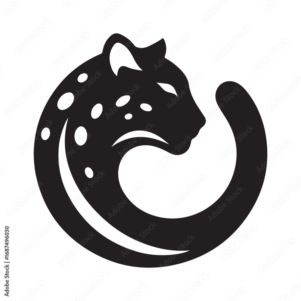 Obraz premium leopard abstract silhouette outline logo design concept illustration