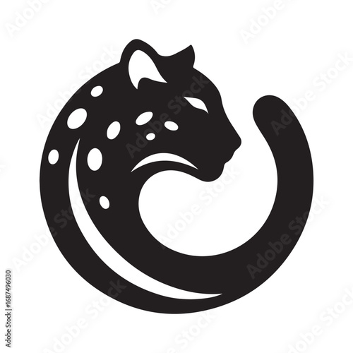 leopard abstract silhouette outline logo design concept illustration