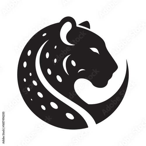 leopard abstract silhouette outline logo design concept illustration