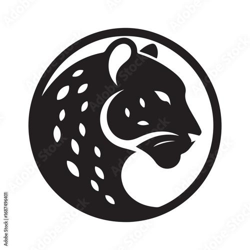 leopard abstract silhouette outline logo design concept illustration