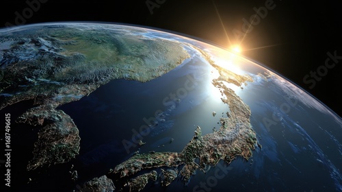 east asia sunrise earth view