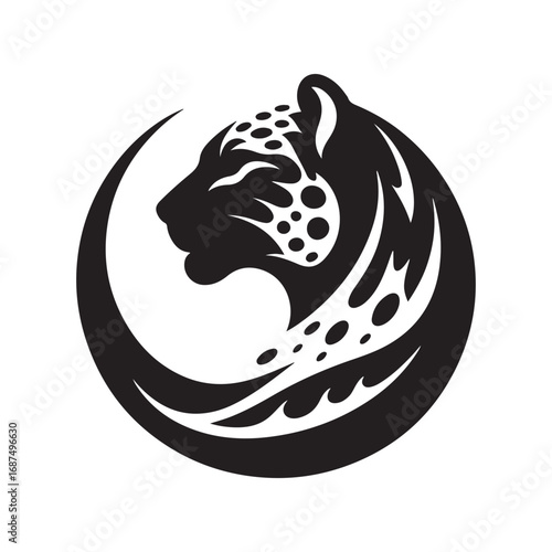 leopard abstract silhouette outline logo design concept illustration