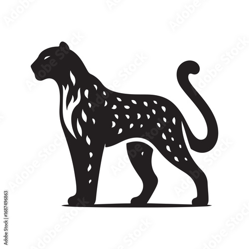 leopard abstract silhouette outline logo design concept illustration