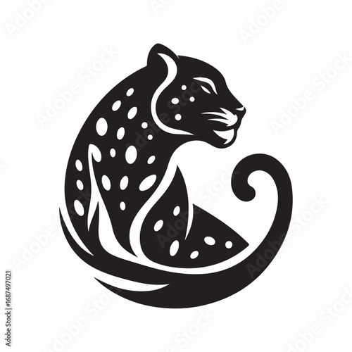 leopard abstract silhouette outline logo design concept illustration