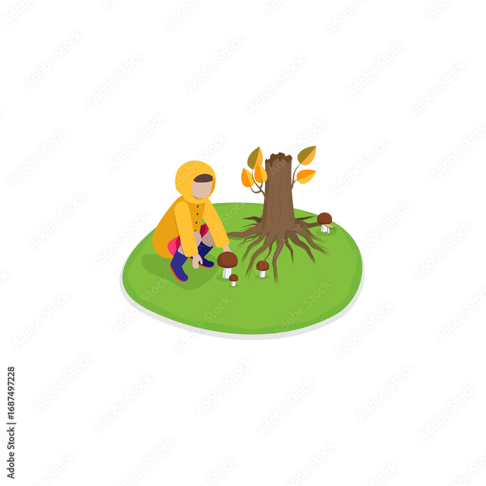 Fototapeta premium 3D Isometric Flat Illustration of Autumn Cozy Moments. Item 1