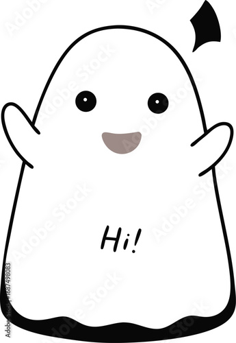 Cute Smiling Ghost on a White Bag Vector Illustration perfect for Halloween themed designs and children s products featuring a