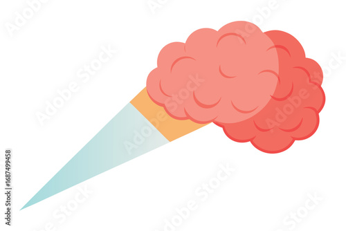 Cartoon image of a stylized brain with focus on cognitive function