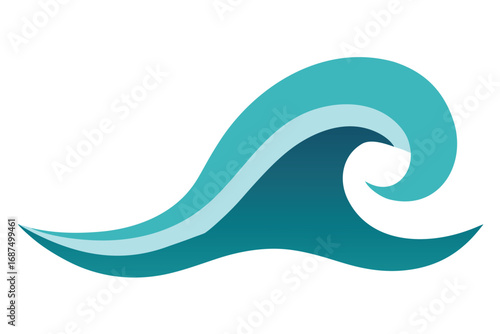 Stylized teal ocean wave logo design on a clean white background