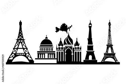 World landmarks silhouette