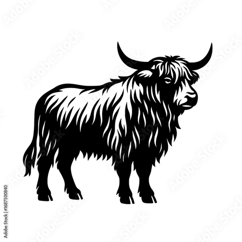 Highland Cow Silhouette Vector Illustration
