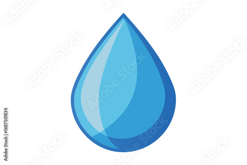 A single blue water drop with light and dark blue shades isolated