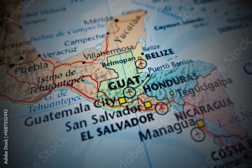 Foto Map of Guatemala with round vignette