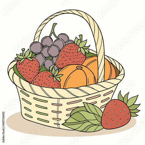 A collection of fresh fruits in a woven basket