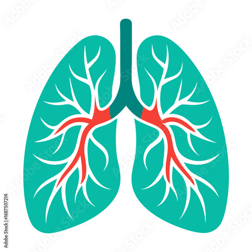 Anatomical illustration of healthy lungs, perfect for medical, healthcare, and educational projects